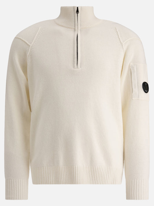 C.P. Company Half-zip sweater with "Lens" detail White