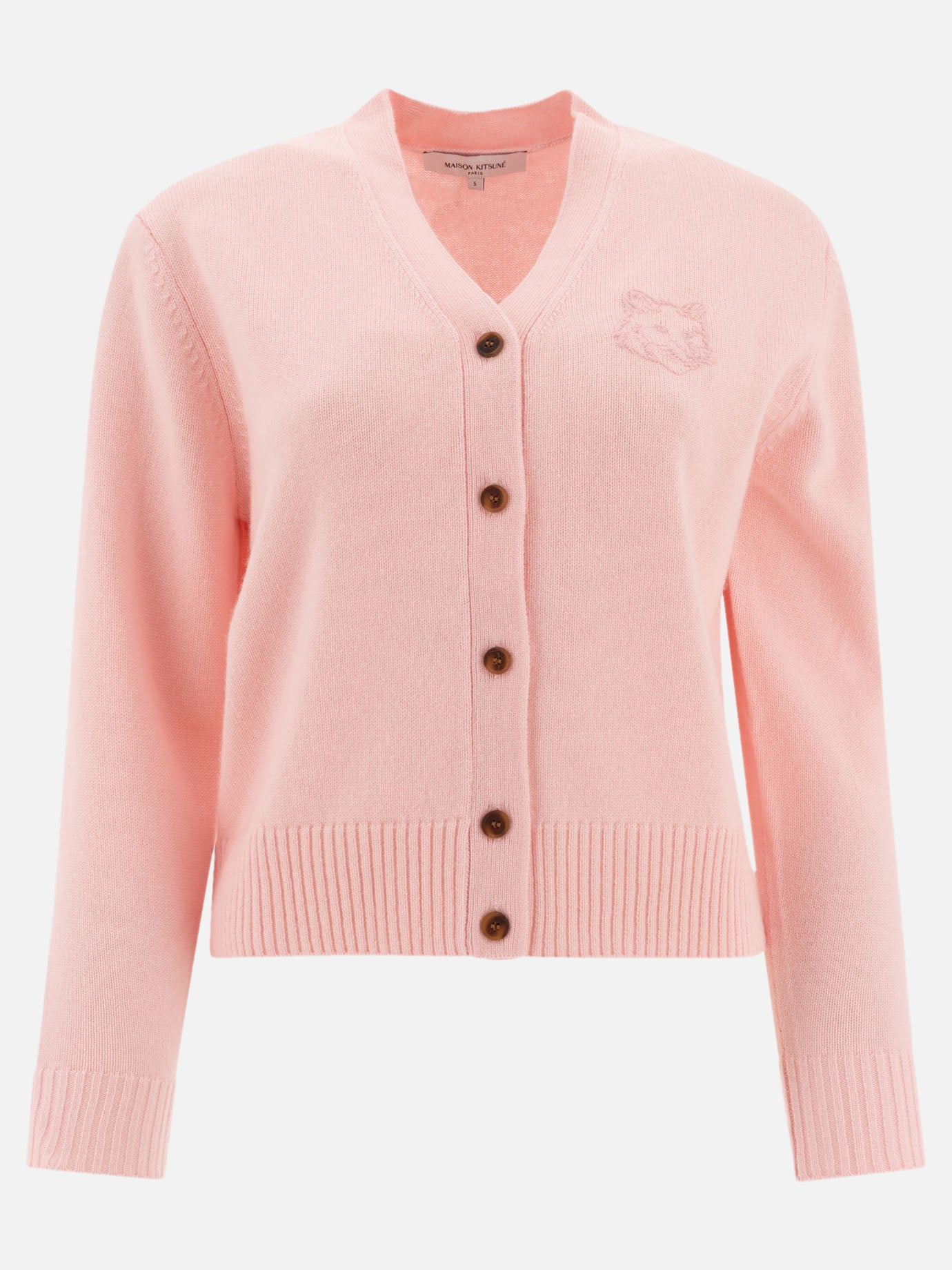 Maison Kitsuné "Fox Head" embroidered cardigan Pink