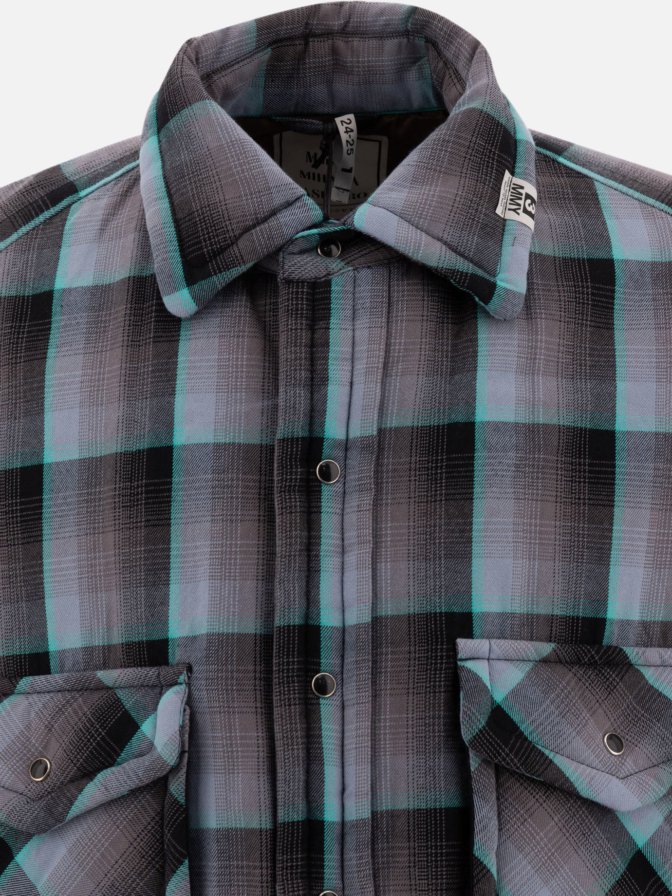 Maison Mihara Yasuhiro Padded check overshirt Grey