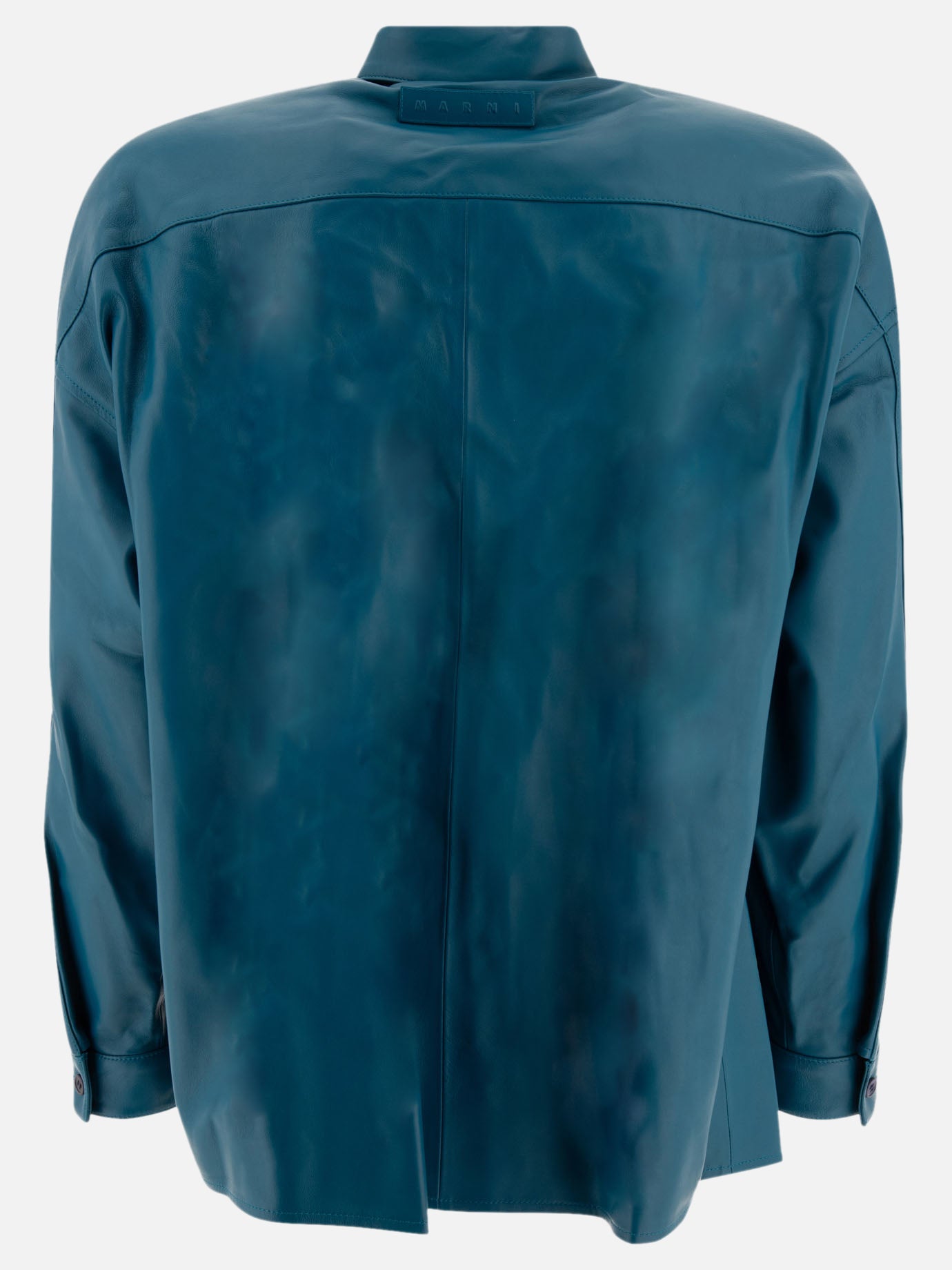 Marni Leather shirt with chest pocket Blue