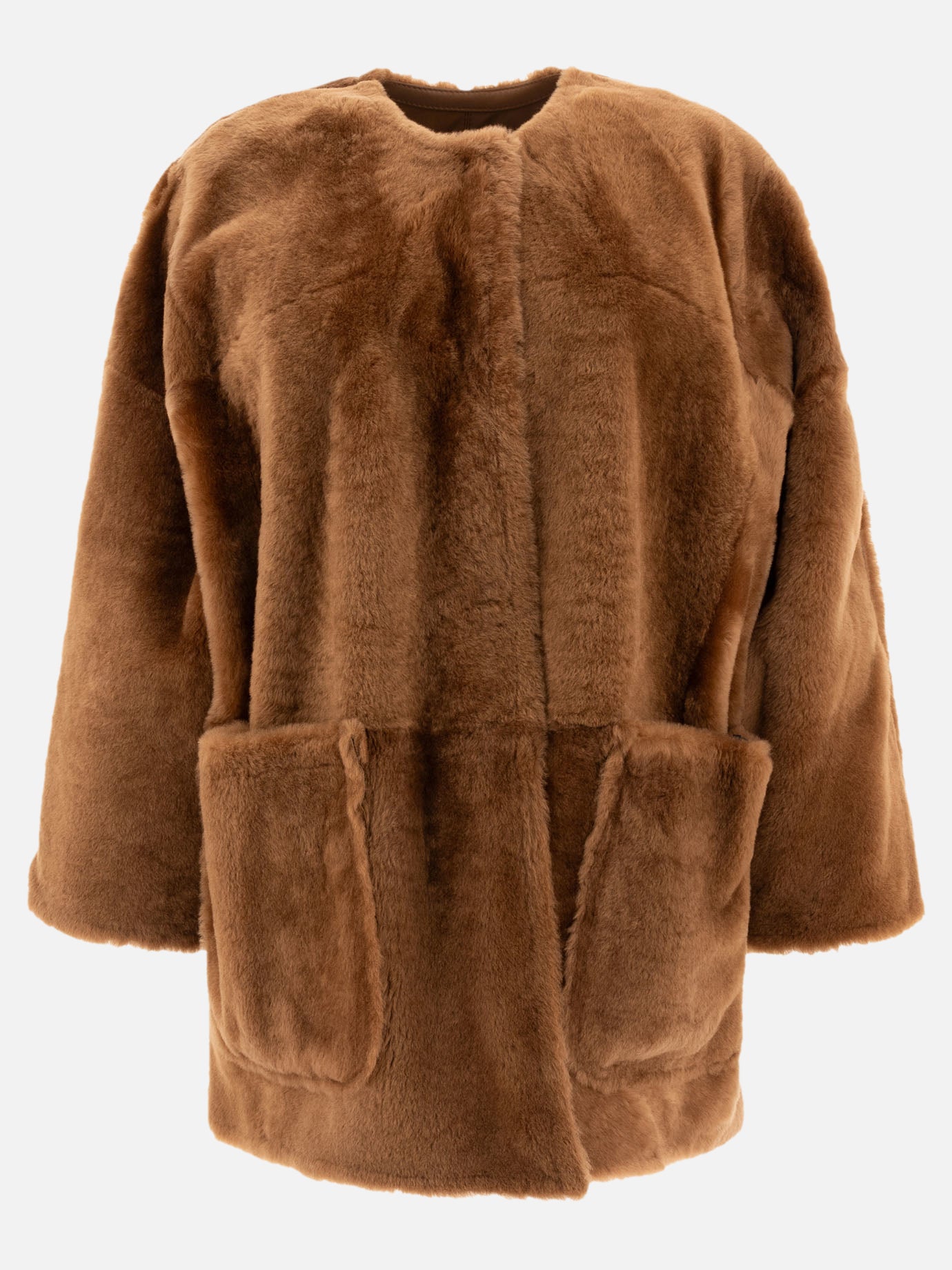 Max Mara Atelier Lacon shearling reversible coat Brown