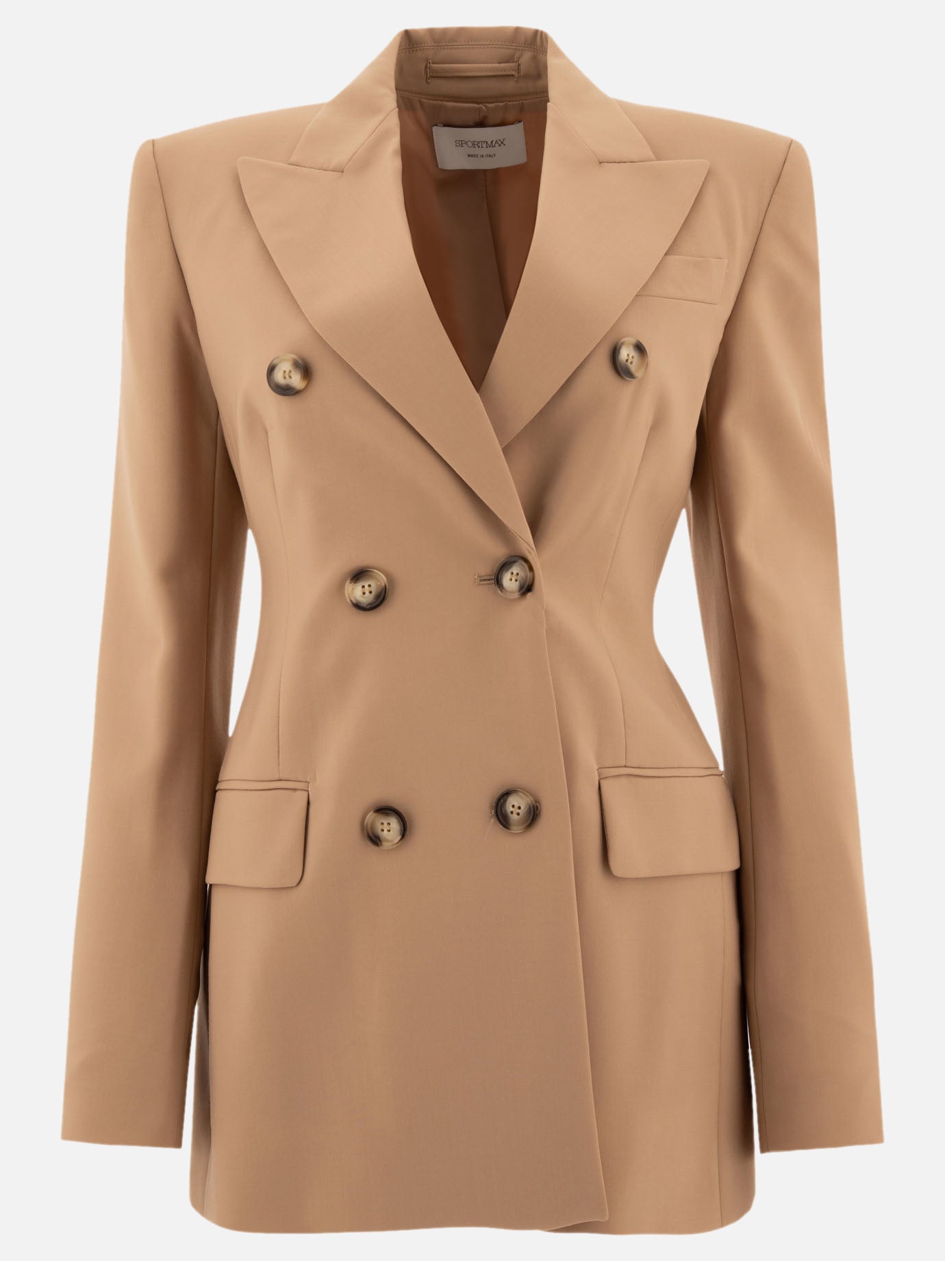 Max Mara Sportmax "Adamo" wool stretch double-breasted blazer Beige