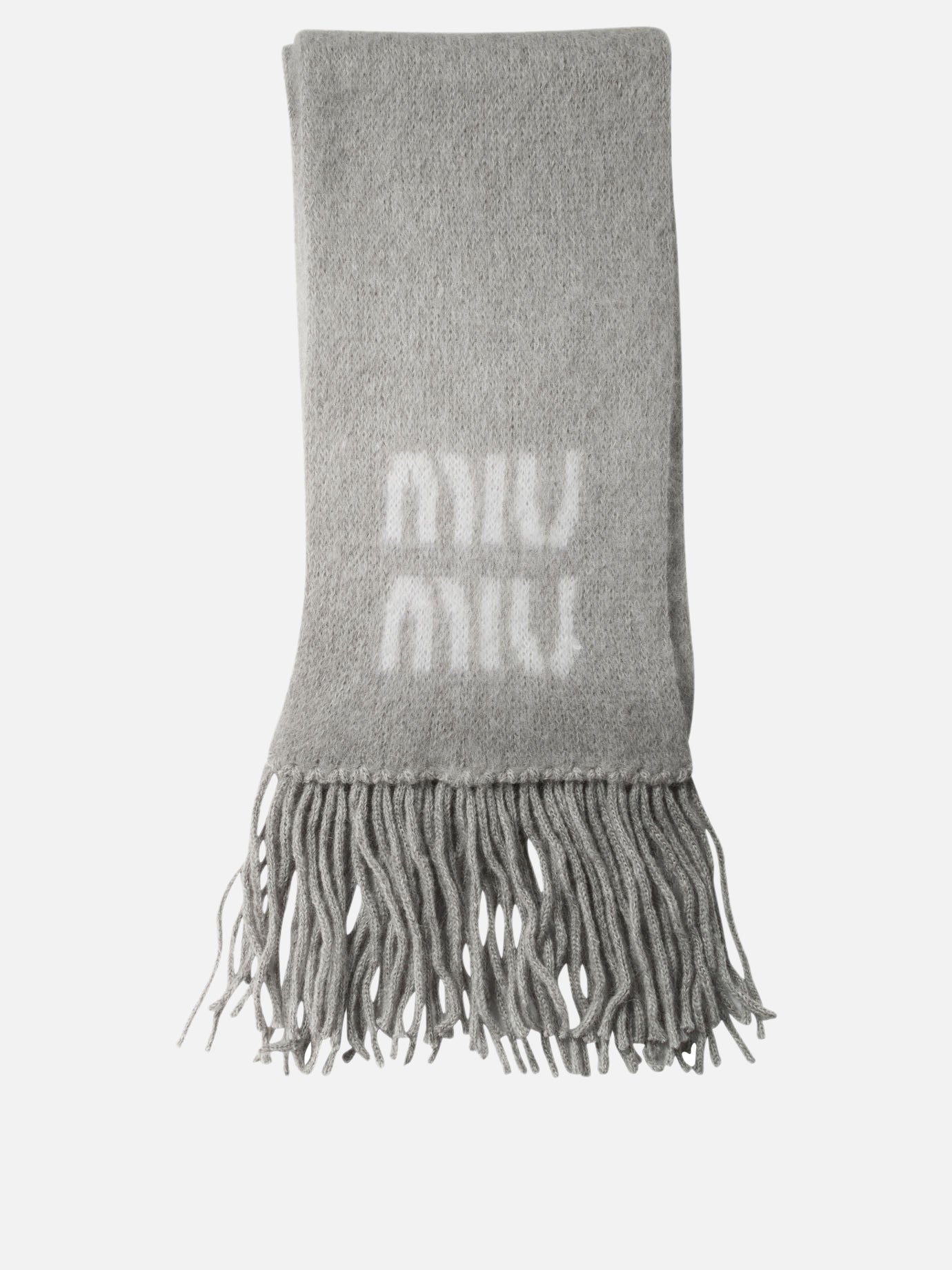 Miu Miu Scarf with contrasting logo Grey