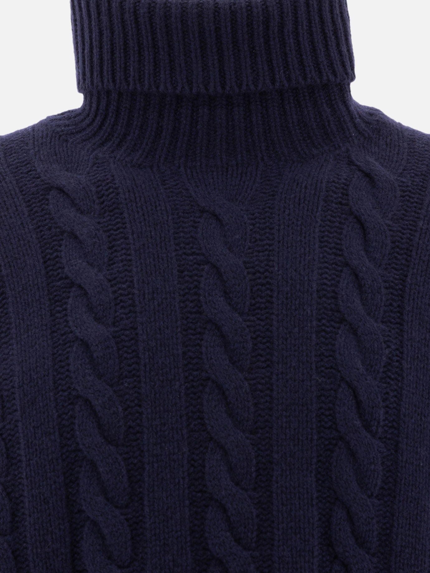 Polo Ralph Lauren Wool and cashmere cable-knit turtleneck sweater Blue