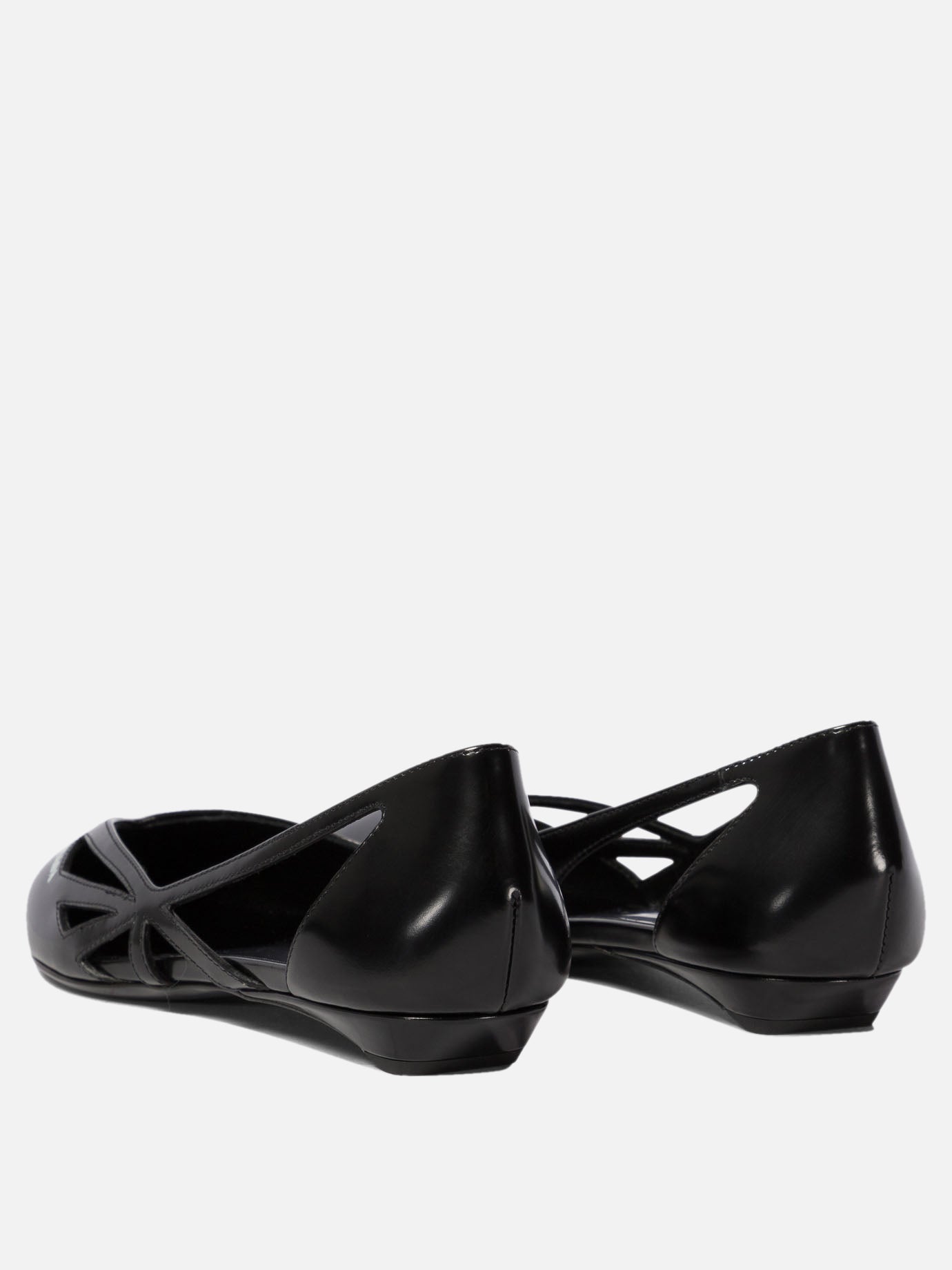 Prada Brushed leather cut-out ballerinas Black