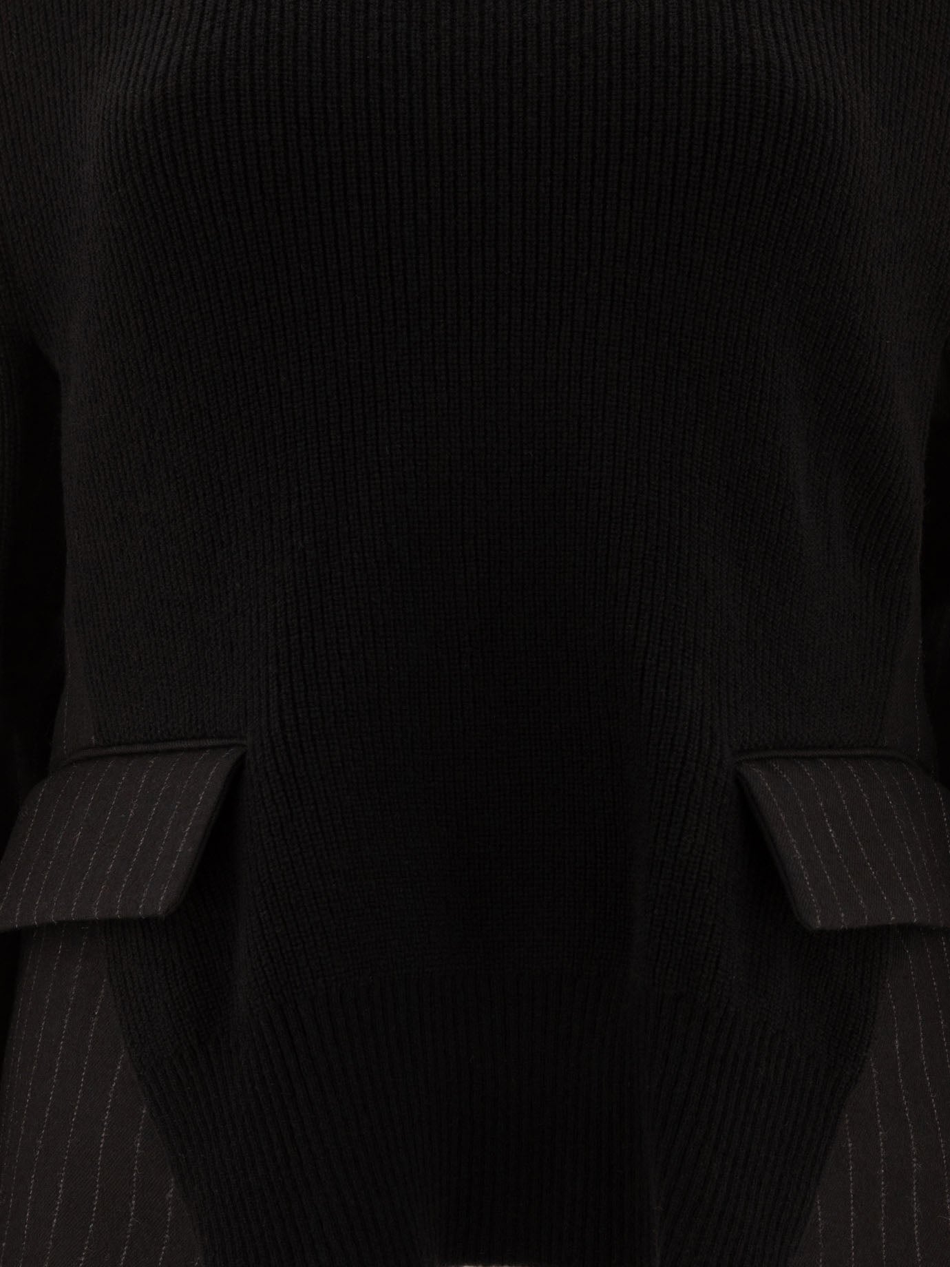 Sacai "Chalk Stripe x Knit" sweater Black