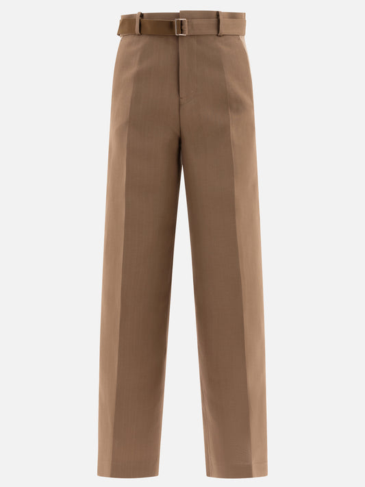 Sacai Tailored belted trousers Beige