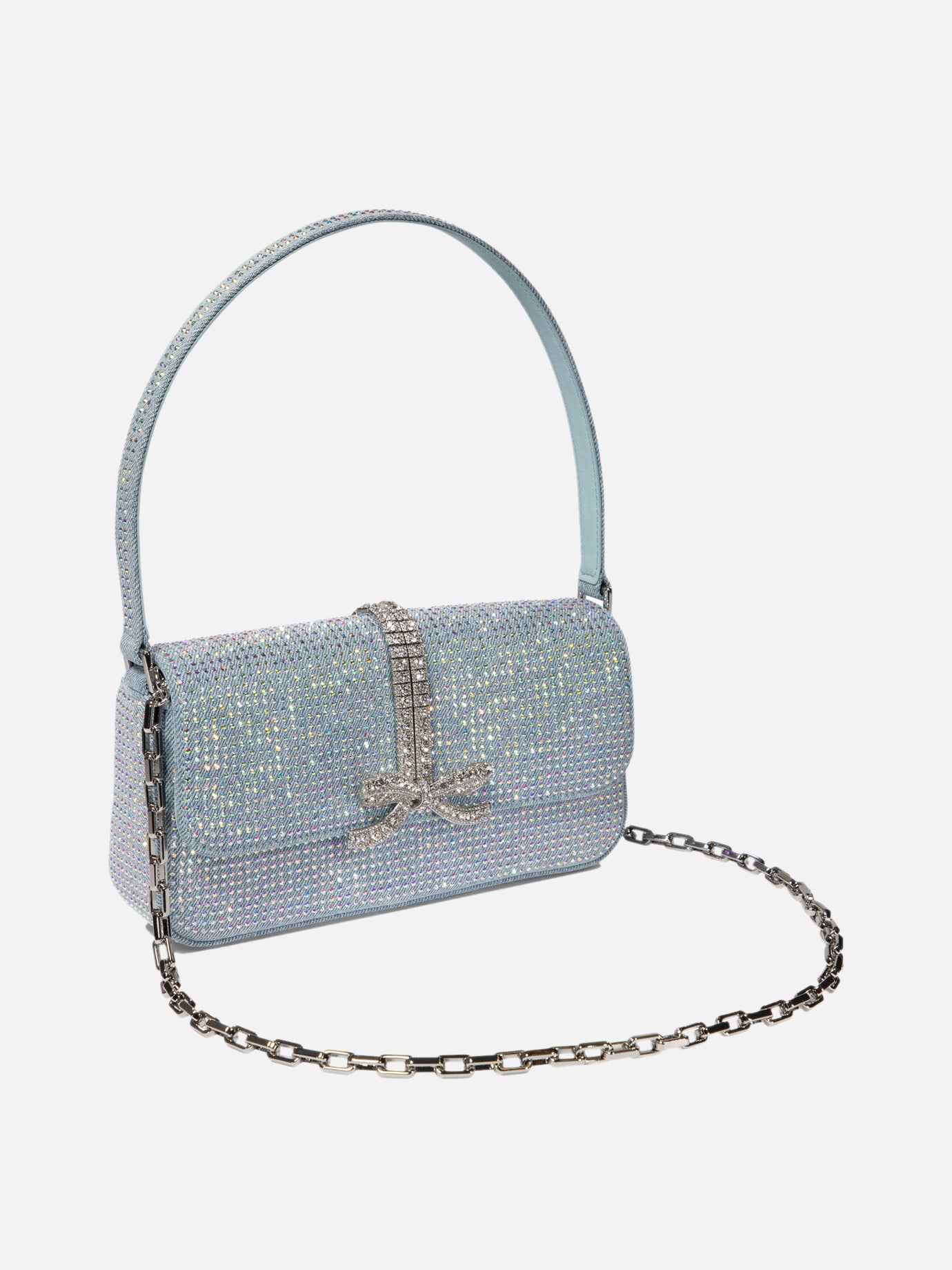 Borsa a spalla in denim con strass