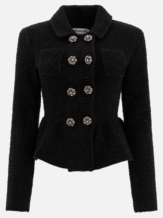 Self-portrait "Textured Knit" blazer Black