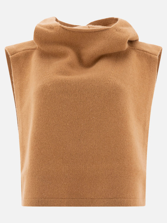 Toteme Hooded bib in wool and cashmere Beige