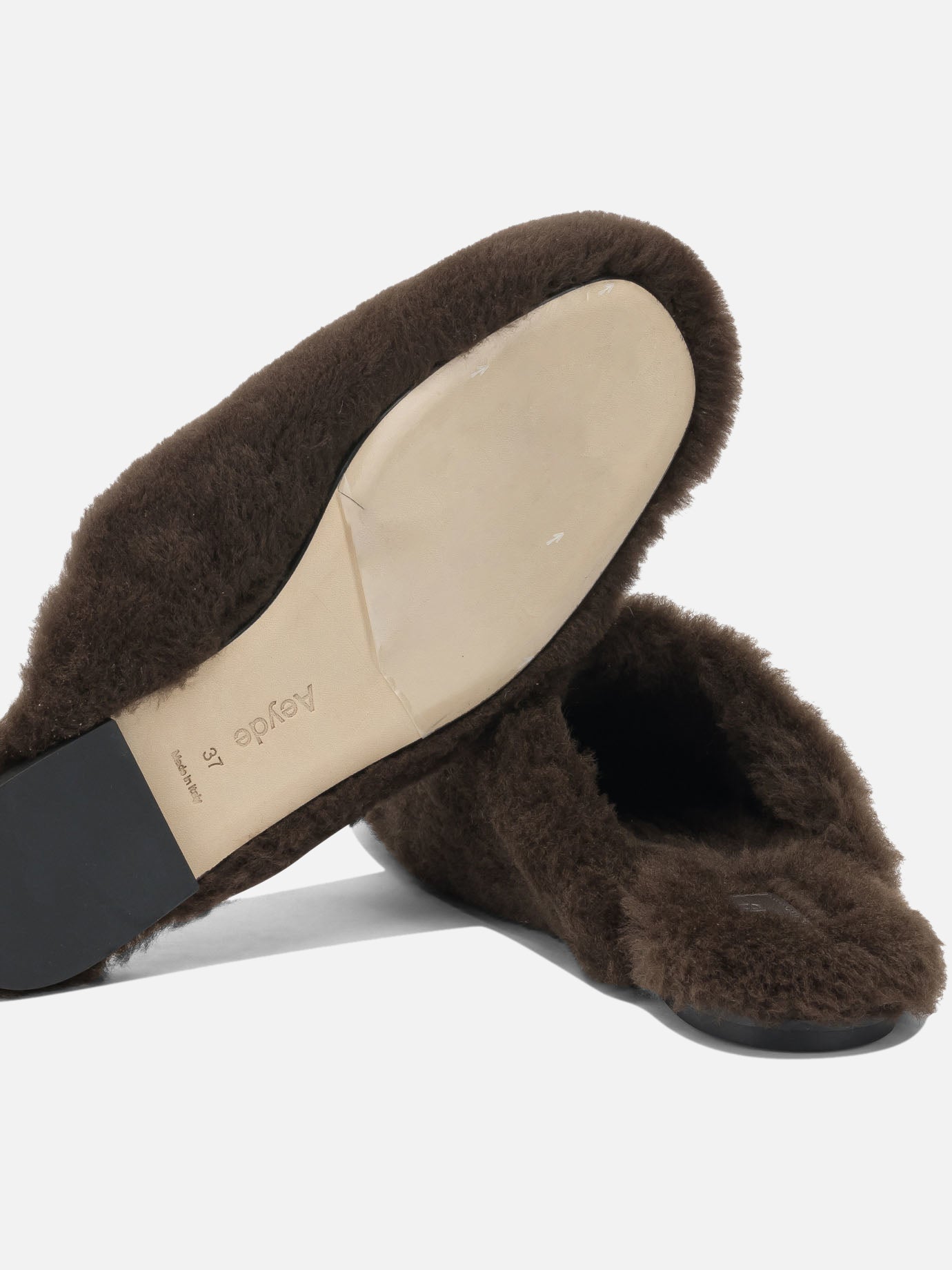 Slippers 100% shearling on calf leather - 100% leather  Brown - Aeyde Women | PDP | VIETTI Online Store | thumbnail_5