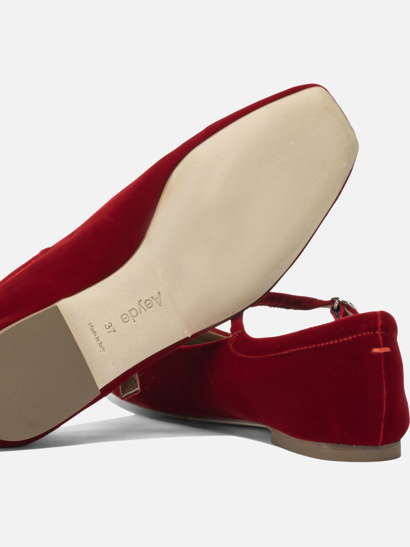 Mary Jane ballet flats 100% velvet - 100% leather  Red - Aeyde Women | PDP | VIETTI Online Store | Zoom-Modal_5
