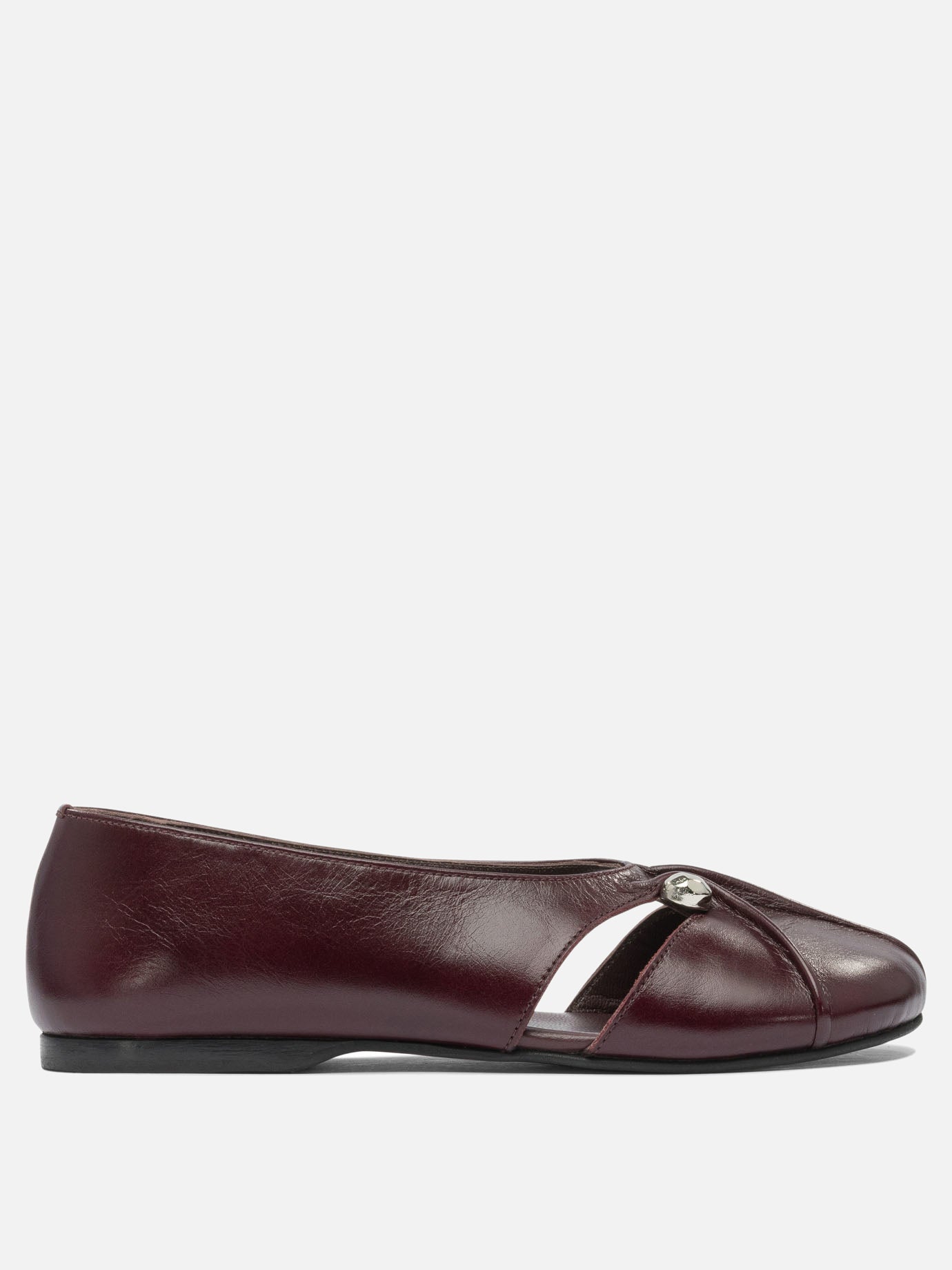 Classic ballet flats 100% goat leather - 100% cuerolite  Bordeaux - Alohas Women | PDP | VIETTI Online Store | thumbnail