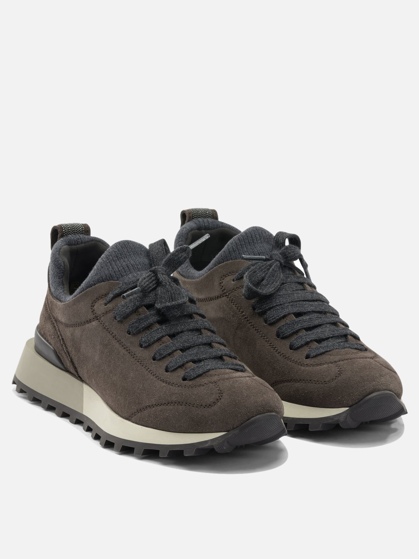 Sneaker basse 60% virgin wool 30% cashmere 10% silk  Nero - Brunello Cucinelli Donna | PDP | VIETTI Online Store | thumbnail_2