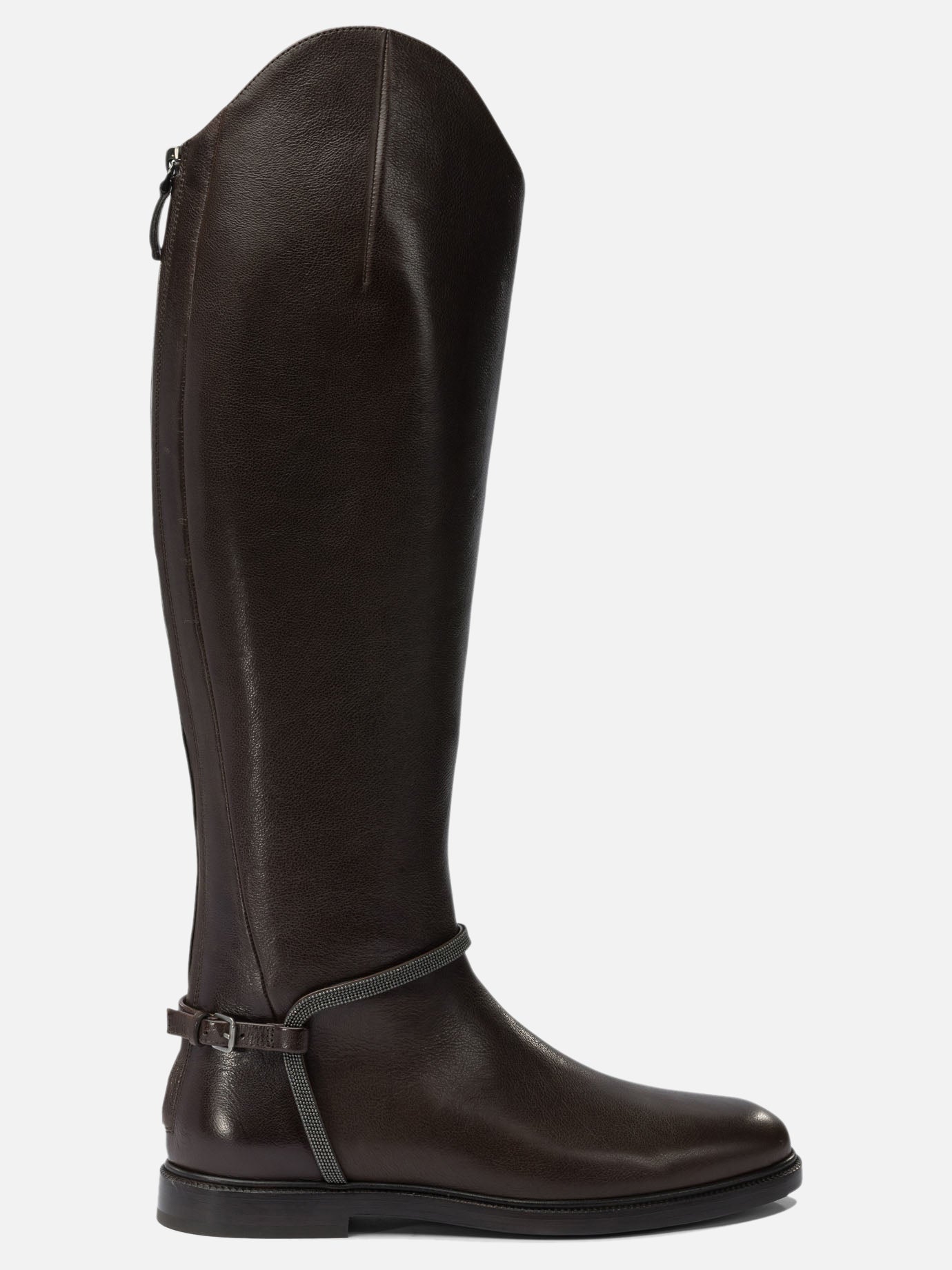 Knee-high 100% leather - 50% leather 50% rubber  Brown - Brunello Cucinelli Women | PDP | VIETTI Online Store | Zoom-Modal
