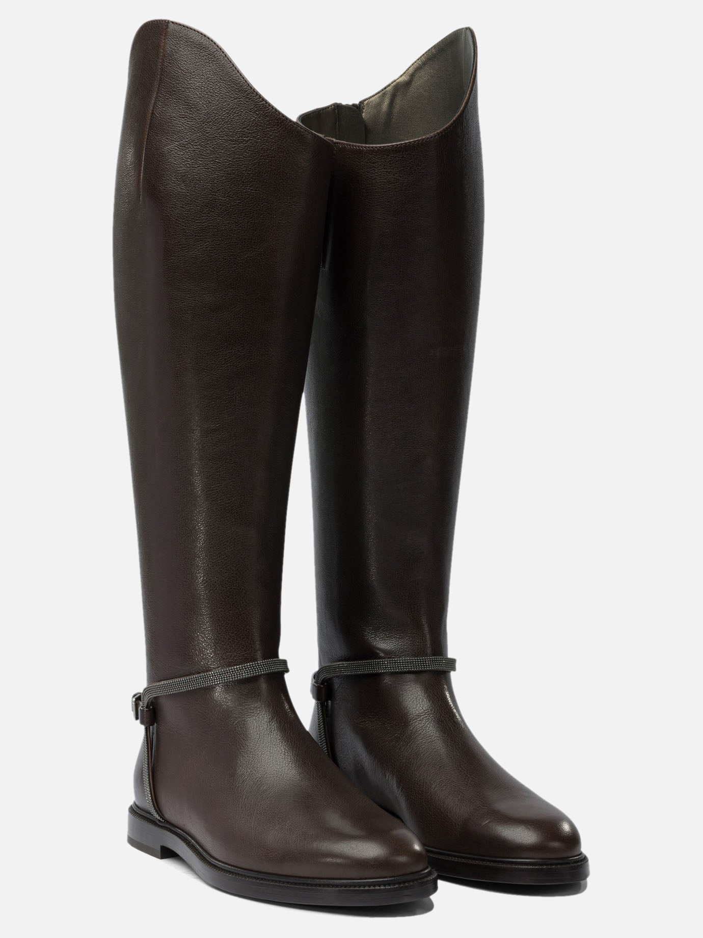 Knee-high 100% leather - 50% leather 50% rubber  Brown - Brunello Cucinelli Women | PDP | VIETTI Online Store | thumbnail_2
