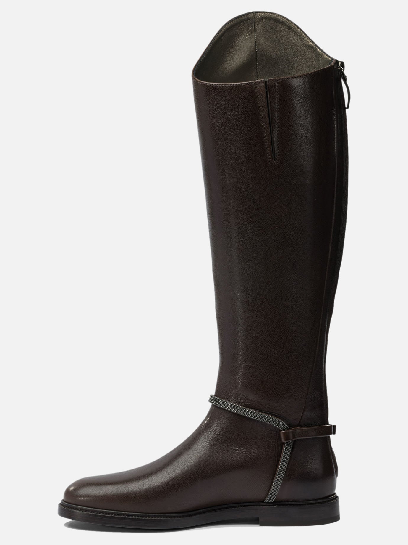 Knee-high 100% leather - 50% leather 50% rubber  Brown - Brunello Cucinelli Women | PDP | VIETTI Online Store | thumbnail_3