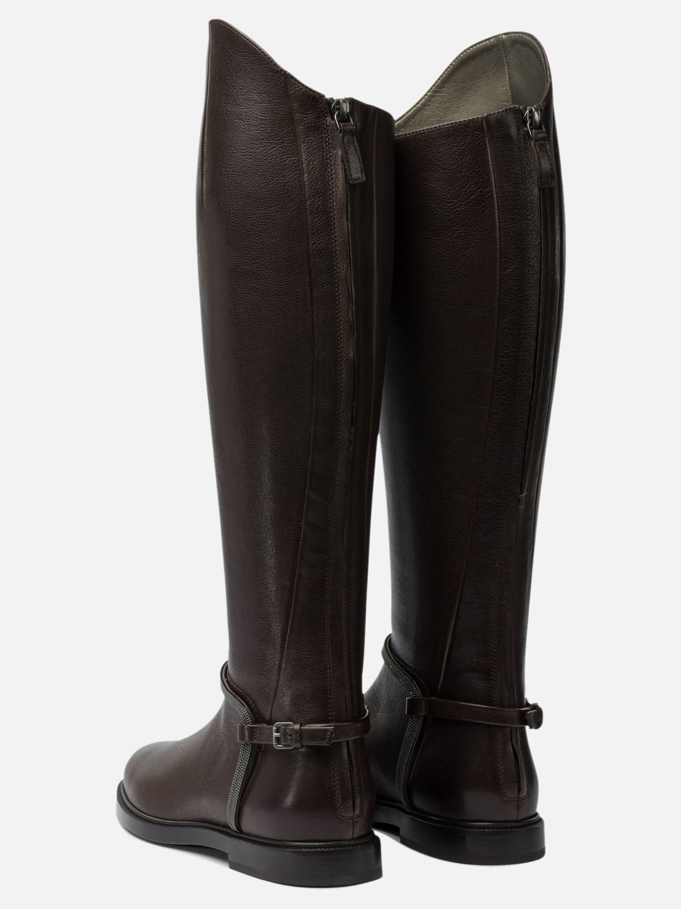 Knee-high 100% leather - 50% leather 50% rubber  Brown - Brunello Cucinelli Women | PDP | VIETTI Online Store | Zoom-Modal_4
