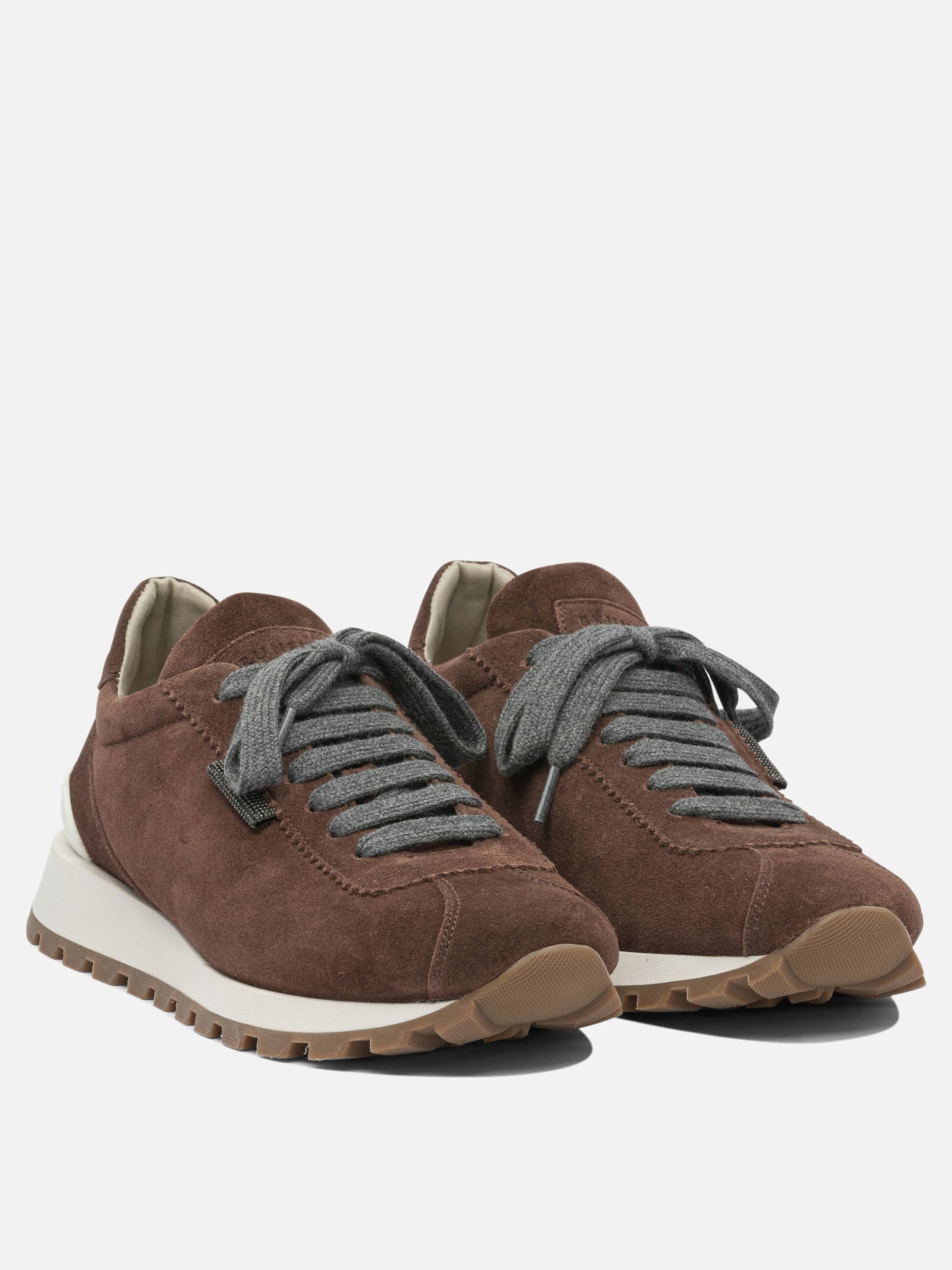 Low top sneakers 100% suede - 100% rubber  Bordeaux - Brunello Cucinelli Women | PDP | VIETTI Online Store | thumbnail_2
