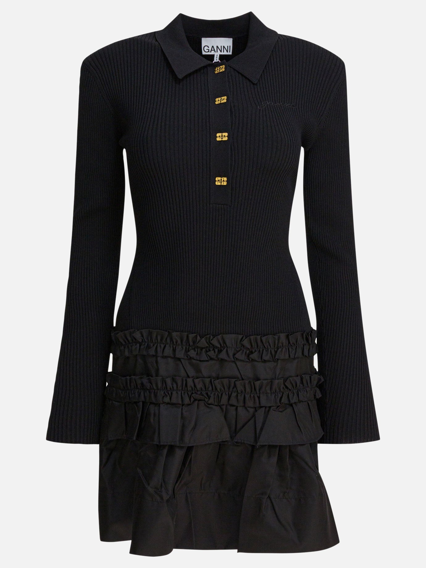 Mini dresses Solid colour  Black - Ganni Women | PDP | VIETTI Online Store | Zoom-Modal
