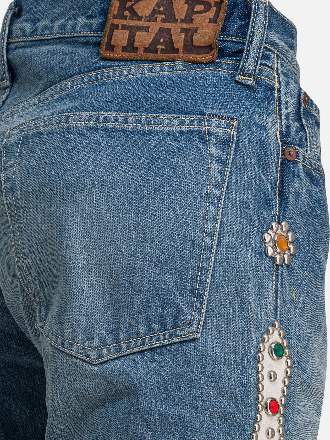 Jeans a gamba dritta Solid colour  Blu - KAPITAL Uomo | PDP | VIETTI Online Store | Zoom-Modal_4
