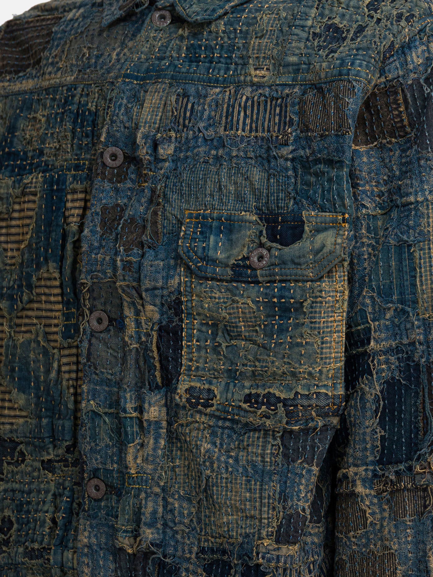 Giacche in denim Textured knit  Blu - KAPITAL Uomo | PDP | VIETTI Online Store | Zoom-Modal_4
