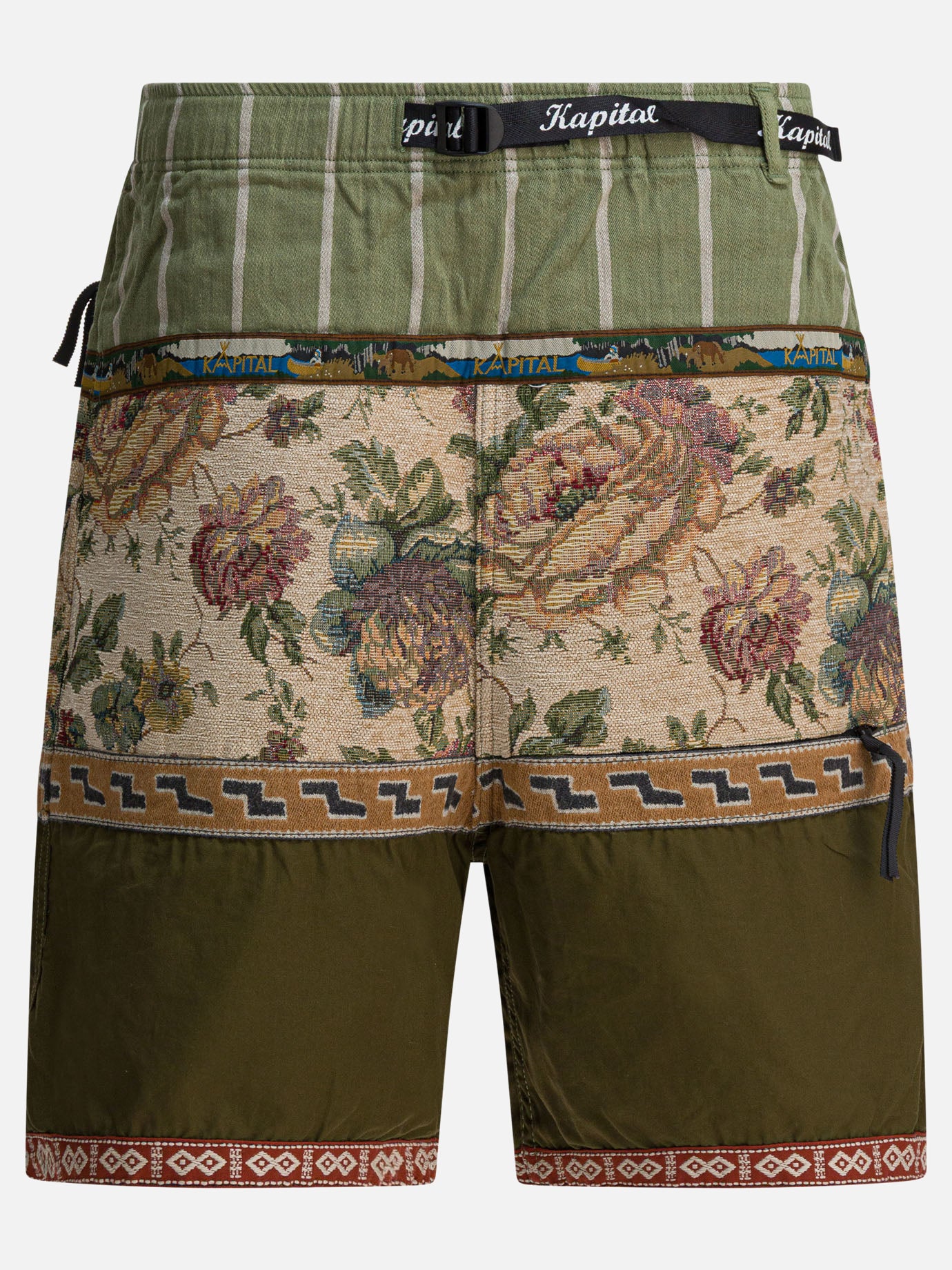 Short con lacci Patchwork  Verde - KAPITAL Uomo | PDP | VIETTI Online Store | thumbnail