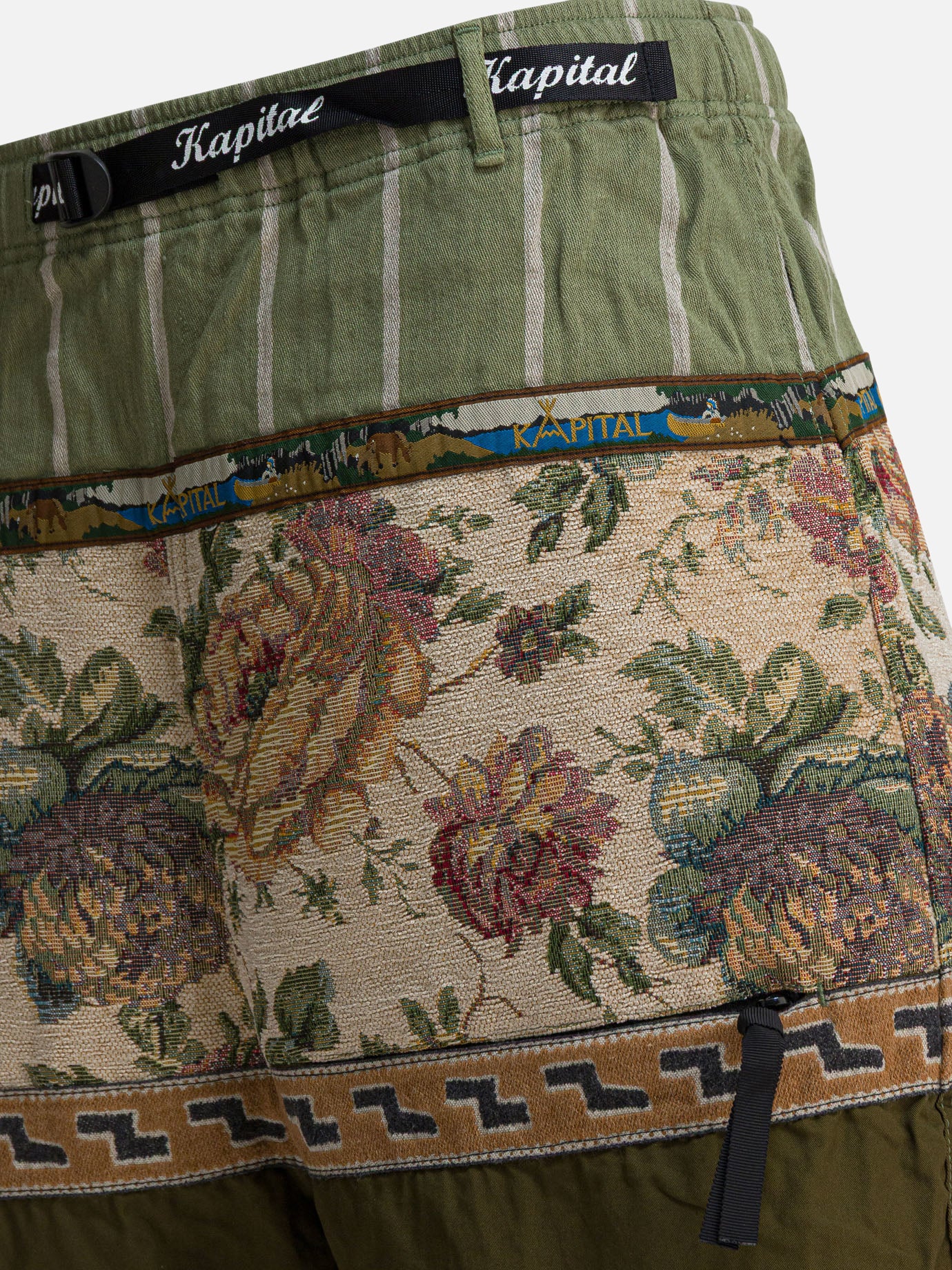 Short con lacci Patchwork  Verde - KAPITAL Uomo | PDP | VIETTI Online Store | thumbnail_4