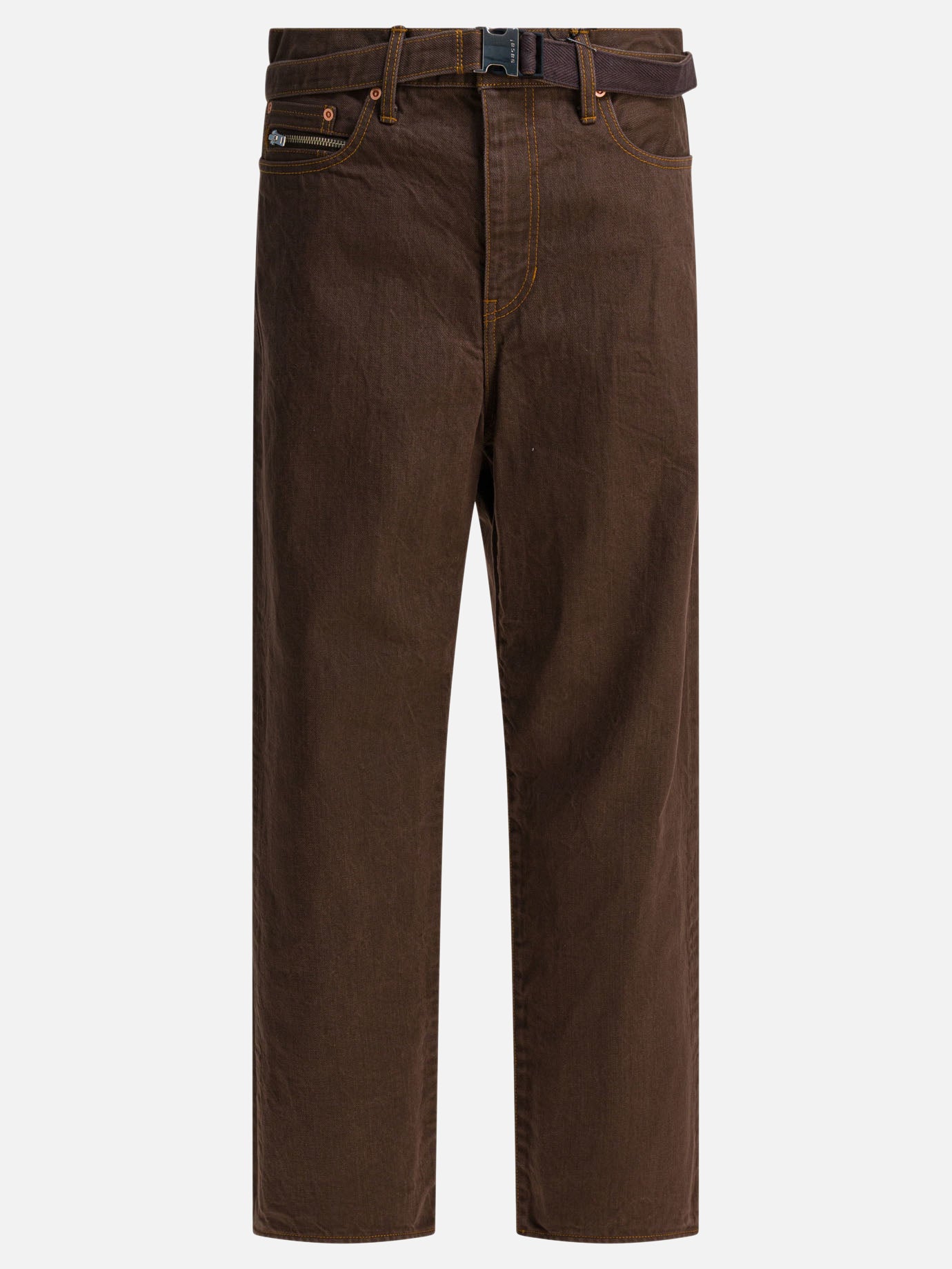 Wide-leg jeans Solid colour  Brown - Sacai Men | PDP | VIETTI Online Store | thumbnail