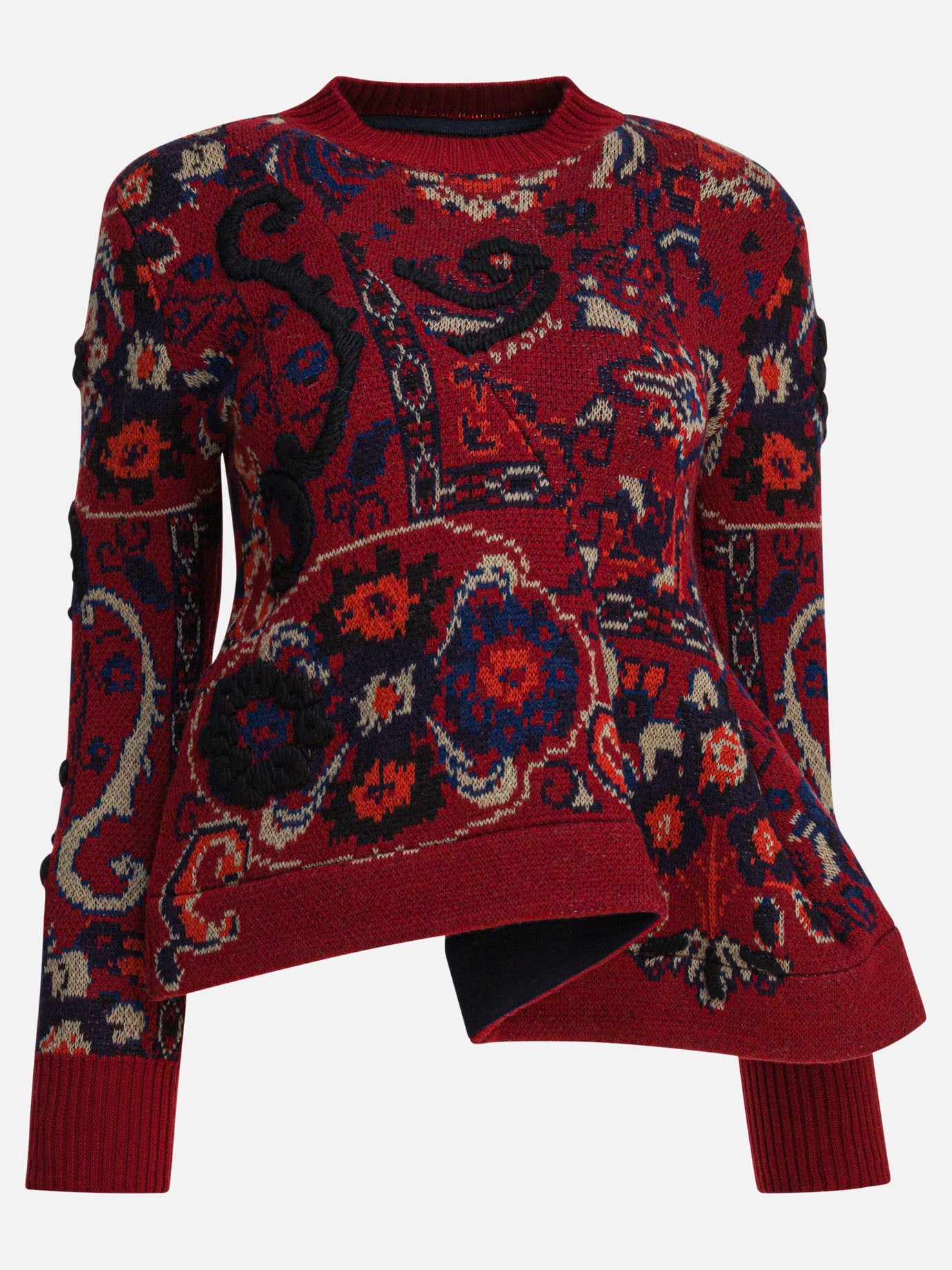 Maglioni girocollo Floral  Bordeaux - Sacai Donna | PDP | VIETTI Online Store | thumbnail