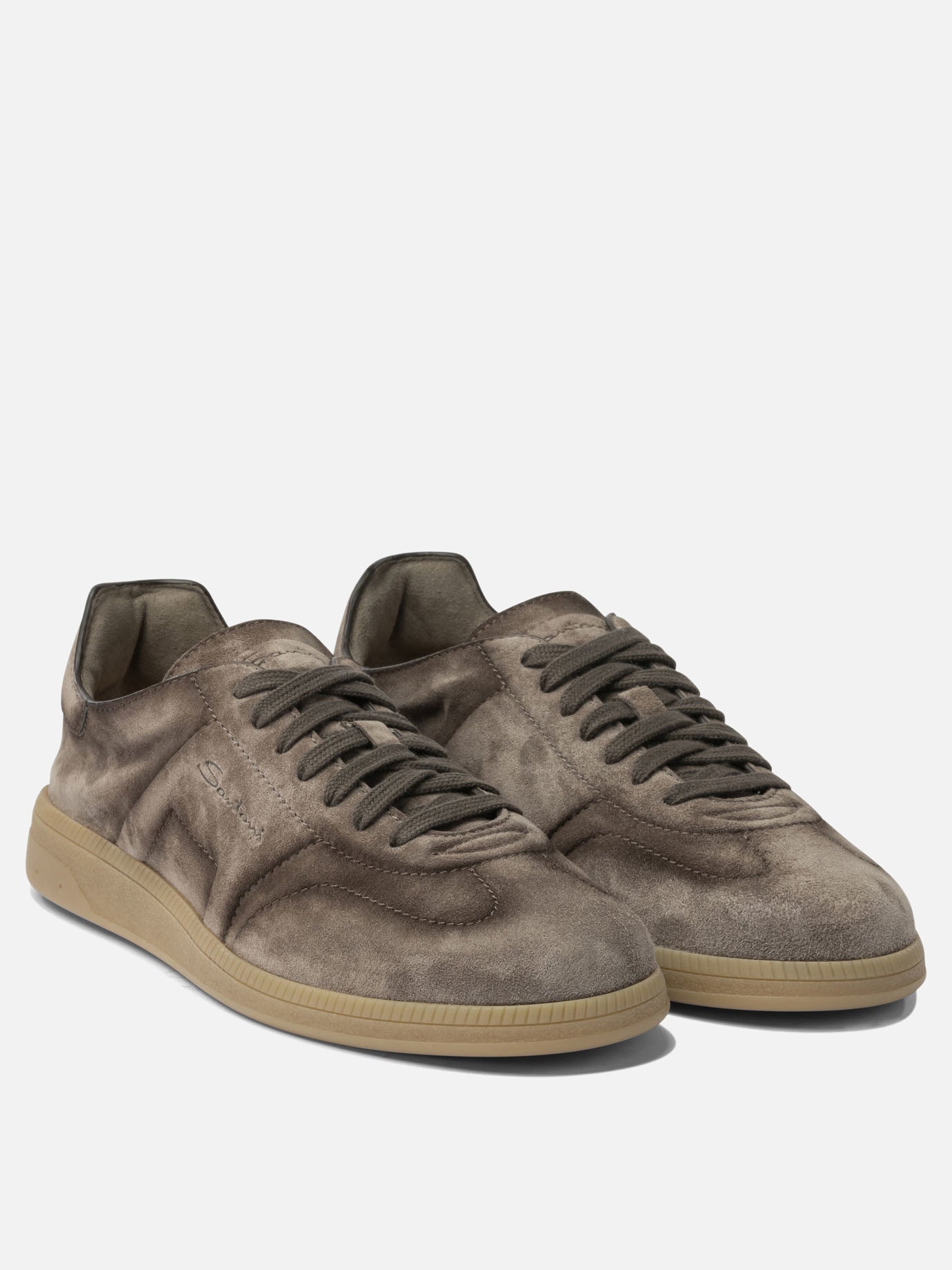 Low top sneakers 100% suede - 100% rubber  Brown - Santoni Men | PDP | VIETTI Online Store | Zoom-Modal_2
