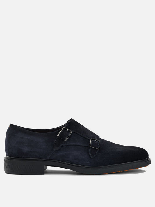 Loafers 100% suede - 100% rubber  Blue - Santoni Men | PLP | VIETTI Online Store 
