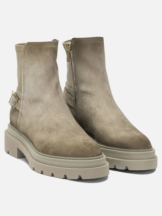 Stivaletti con zip 100% suede - 100% rubber  Beige - Santoni Donna | VIETTI Online Store | 2
