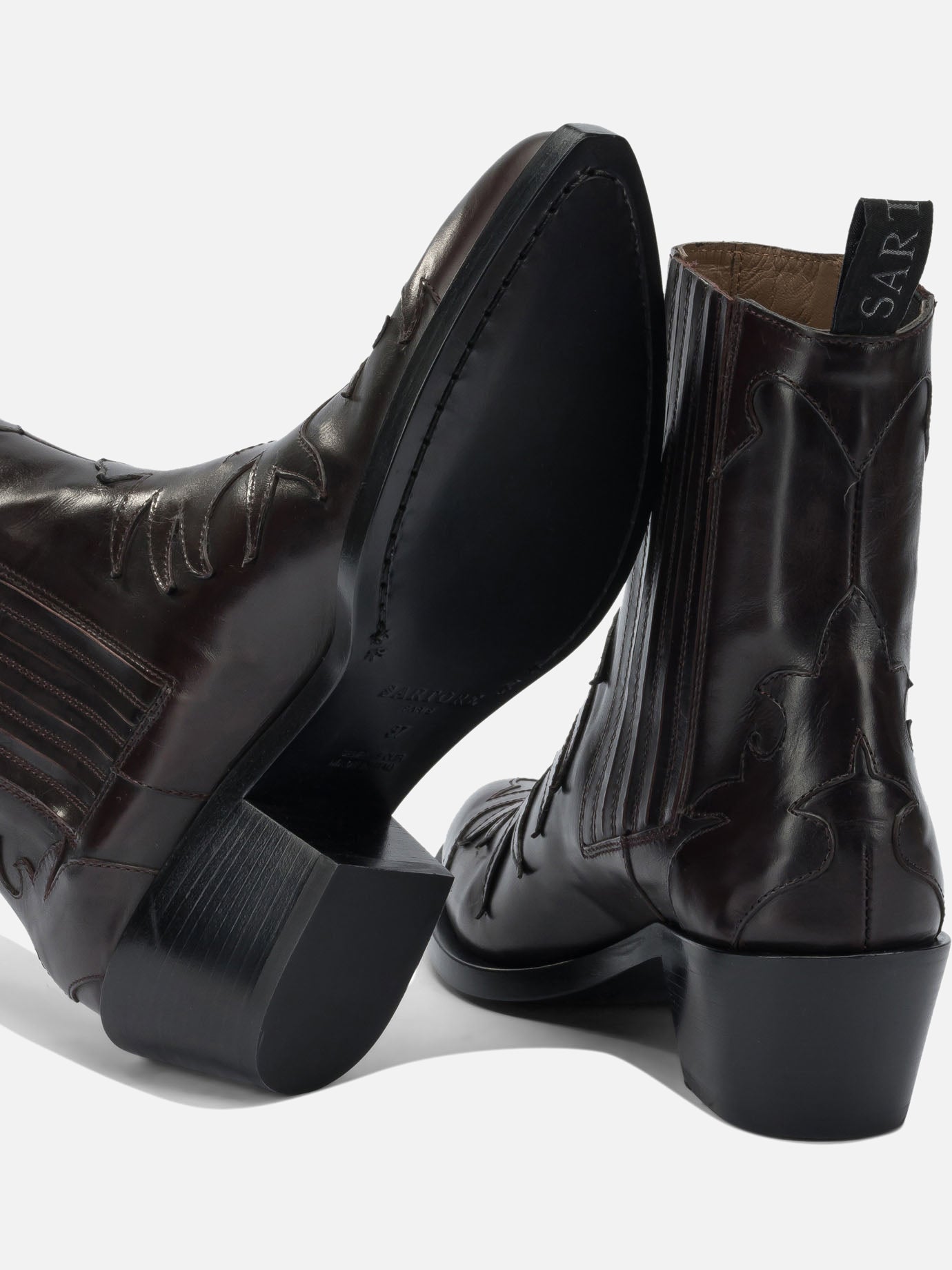 Pull-on boots 100% leather - 95% leather - 5% rubber  Bordeaux - Sartore Women | PDP | VIETTI Online Store | thumbnail_5