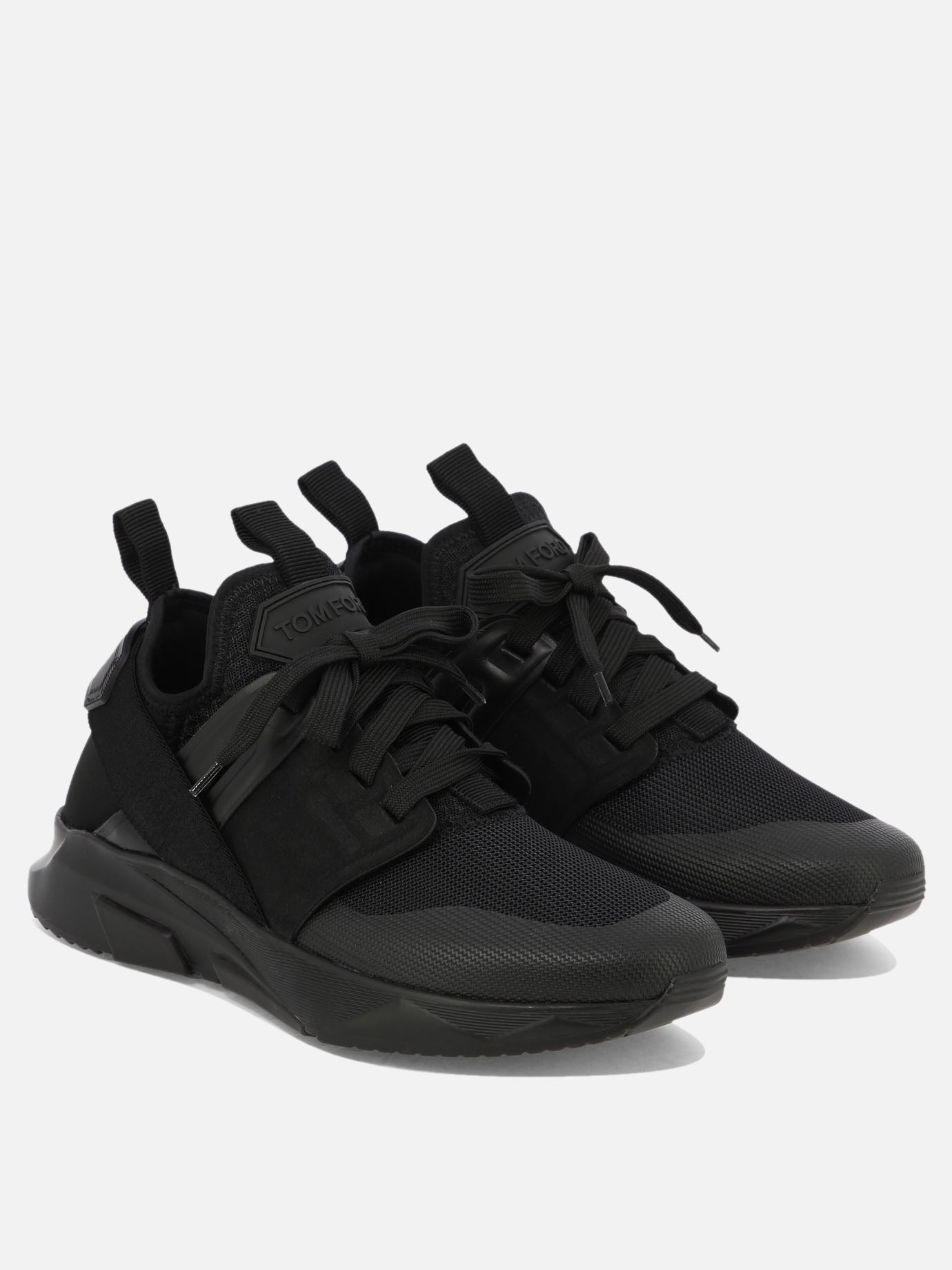 Low top sneakers 35% polyamide 25% polyester 15% viscose 15% calf leather 10% cotton - 100% rubber  Black - Tom Ford Men | PDP | VIETTI Online Store | Zoom-Modal_2
